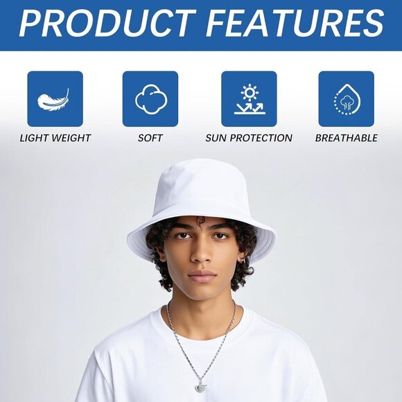 Unisex Bucket Hats Bulk Solid Color Cotton Polyester UV Protection Pack